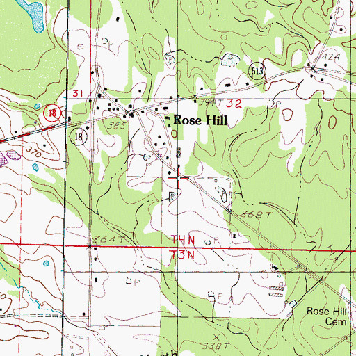 Topographic Map of Rose Hill Post Office, MS