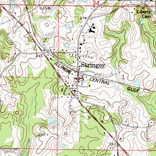 Topographic Map of Stringer Post Office, MS