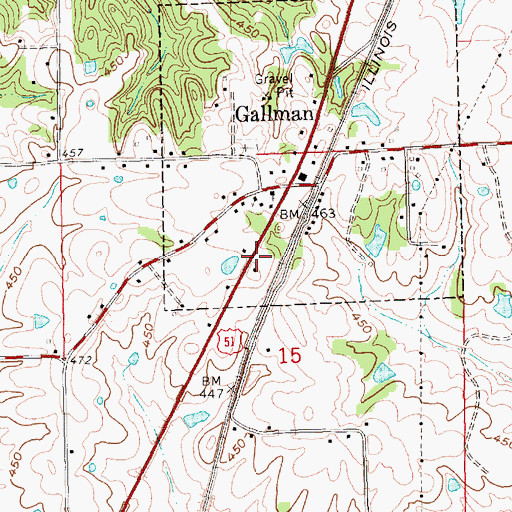 Topographic Map of Gallman Post Office, MS