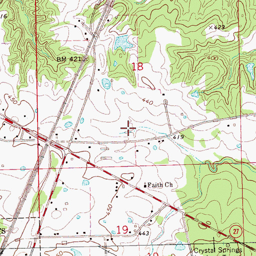 Topographic Map of Kennedys Store Post Office (historical), MS