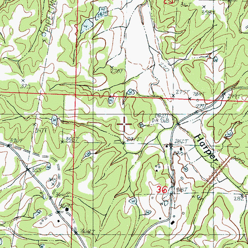 Topographic Map of Black Oak Post Office (historical), MS