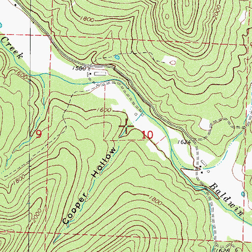 Topographic Map of Cooper Hollow, AR