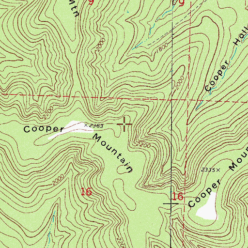 Topographic Map of Cooper Mountain, AR