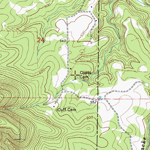 Topographic Map of Coots Cemetery, AR