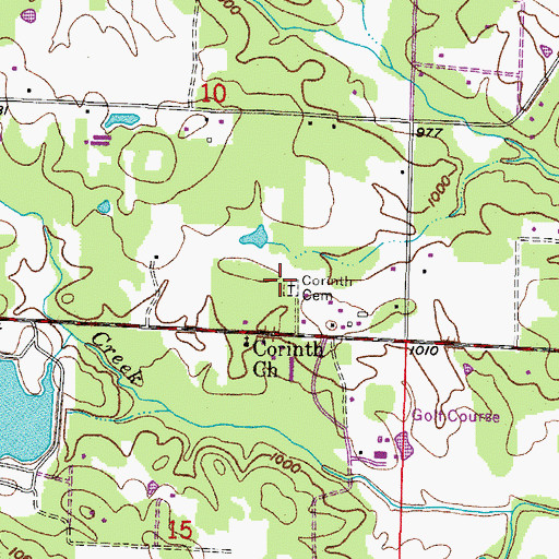 Topographic Map of Corinth Cemetery, AR