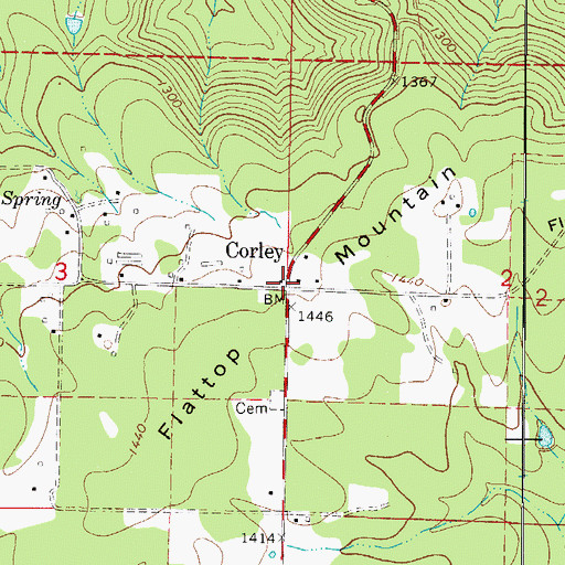 Topographic Map of Corley, AR