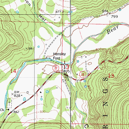 Topographic Map of Cotton Hollow, AR