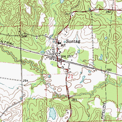 Topographic Map of Sontag Post Office, MS