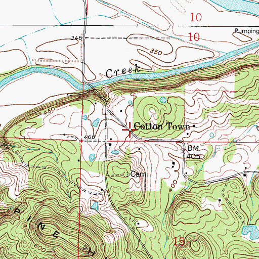 Topographic Map of Cotton Town, AR