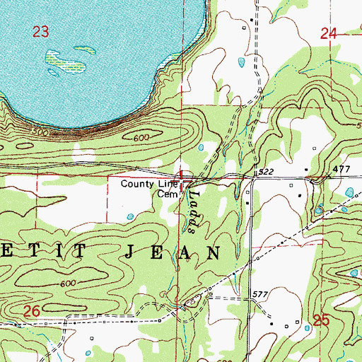 Topographic Map of County Line Cemetery, AR