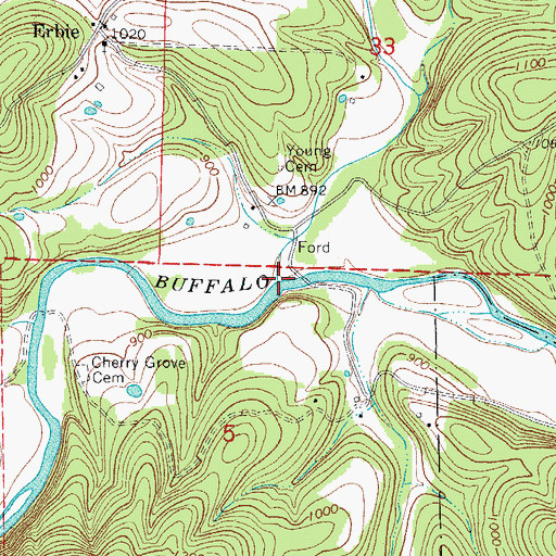 Topographic Map of Cove Creek, AR