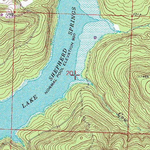 Topographic Map of Cow Branch, AR