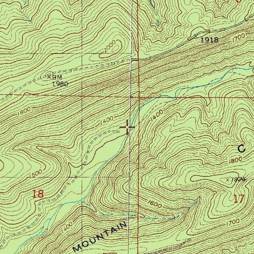Topographic Map of Cow Creek, AR