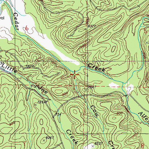 Topographic Map of Cow Creek, AR