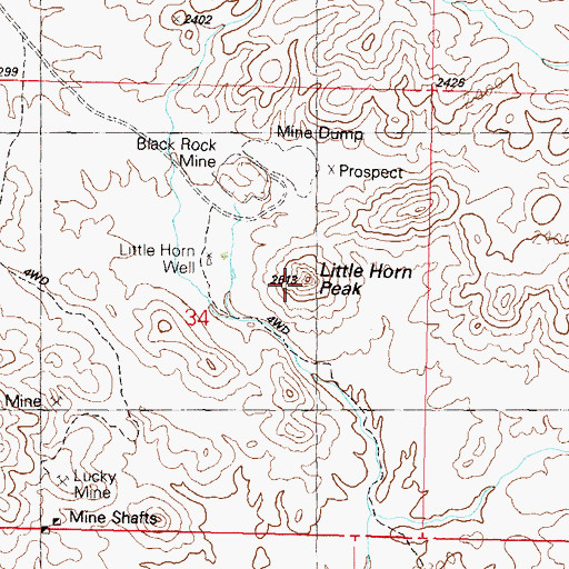 Topographic Map of Little Horn Peak, AZ