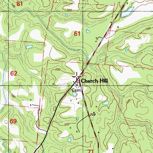 Topographic Map of Church Hill Post Office, MS