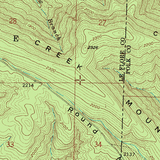 Topographic Map of Cow Creek Mountain, AR