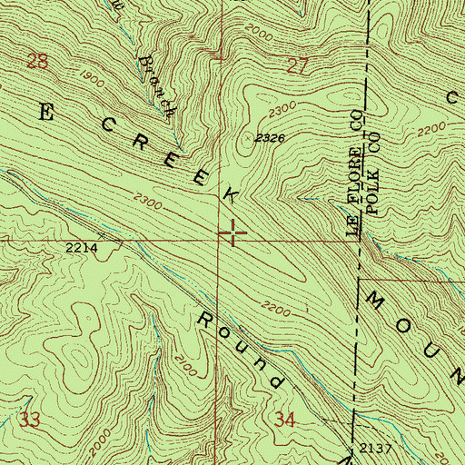 Topographic Map of Cow Creek Mountain, AR