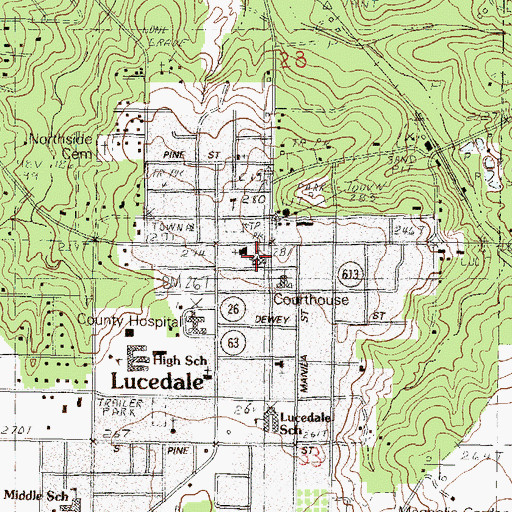 Topographic Map of First Baptist Church, MS