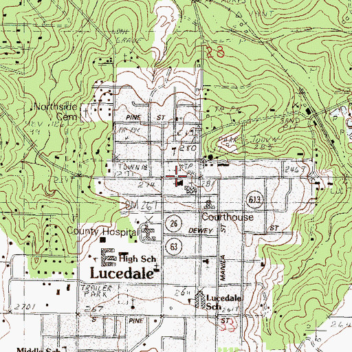 Topographic Map of First United Methodist Church, MS