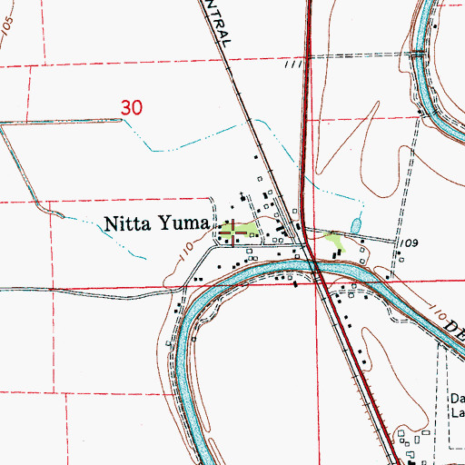 Topographic Map of Nitta Yuma Post Office, MS