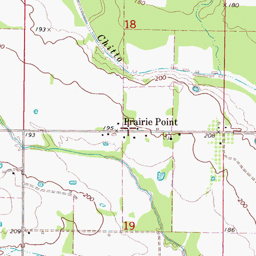 Topographic Map of Prairie Point Post Office, MS