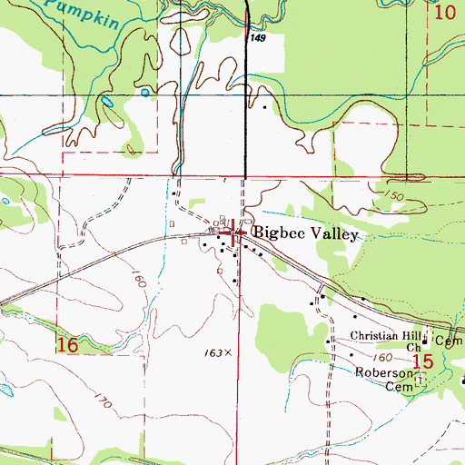 Topographic Map of Bigbee Valley Post Office, MS