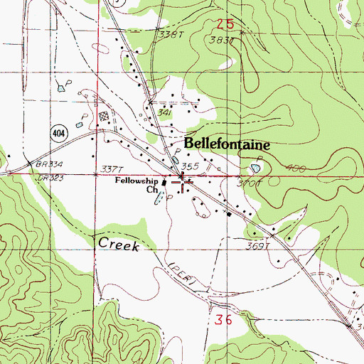 Topographic Map of Bellefontaine Post Office, MS