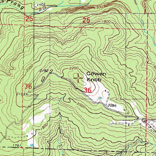 Topographic Map of Cowan Knob, AR
