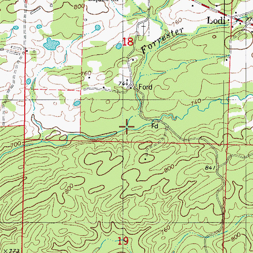 Topographic Map of Cowlick Branch, AR