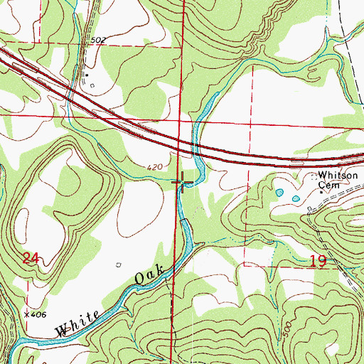 Topographic Map of Cravens Creek, AR