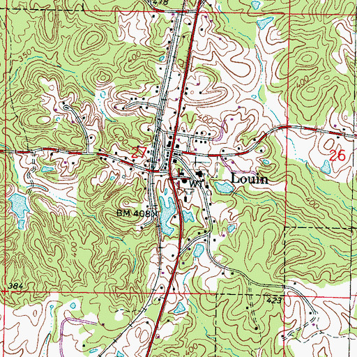 Topographic Map of Louin Post Office, MS