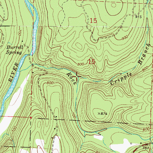 Topographic Map of Cripple Branch, AR
