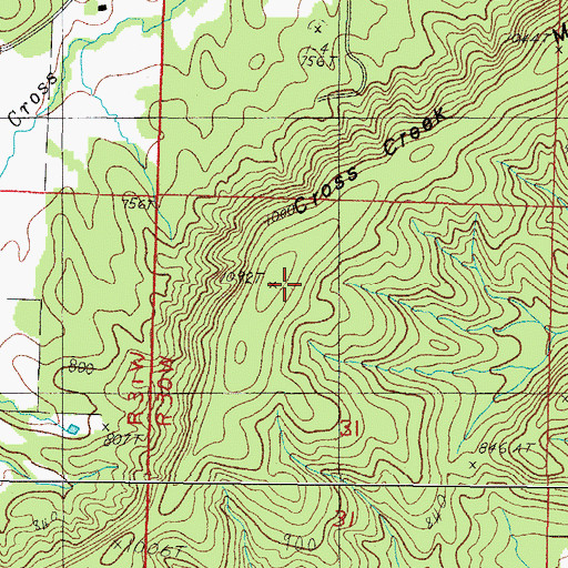 Topographic Map of Cross Creek Mountain, AR