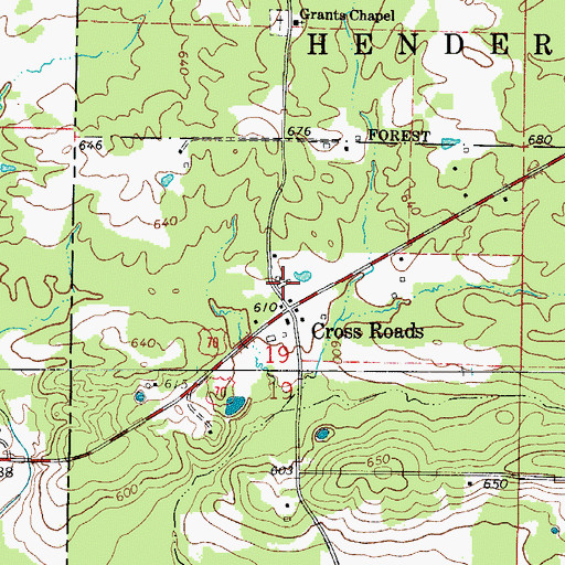 Topographic Map of Cross Roads, AR
