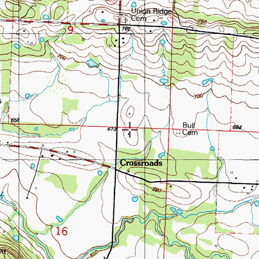 Topographic Map of Cross Roads School, AR