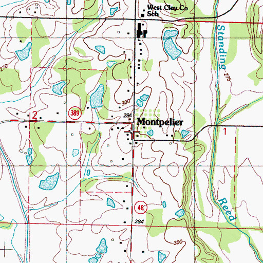 Topographic Map of Montpelier Post Office, MS