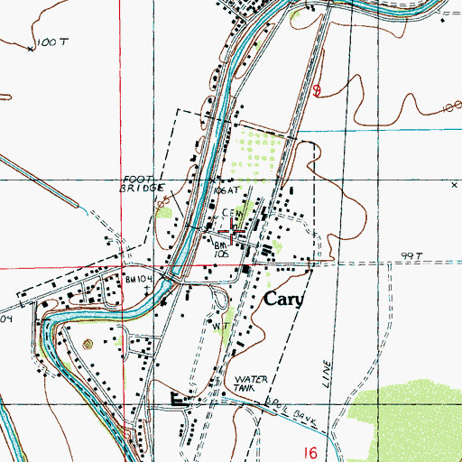 Topographic Map of Cary Post Office, MS