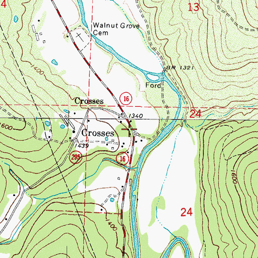 Topographic Map of Crosses, AR