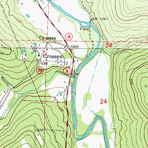 Topographic Map of Crosses Creek, AR