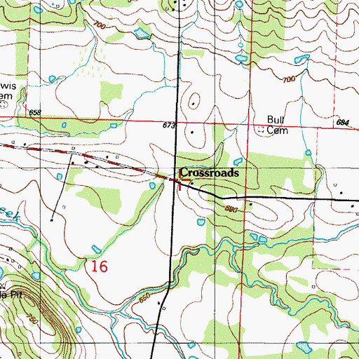 Topographic Map of Crossroads, AR