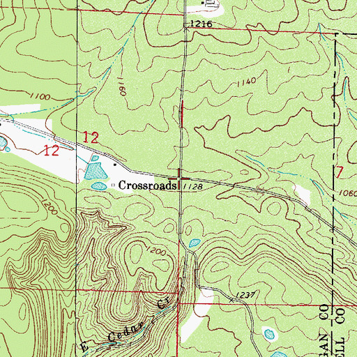 Topographic Map of Crossroads, AR