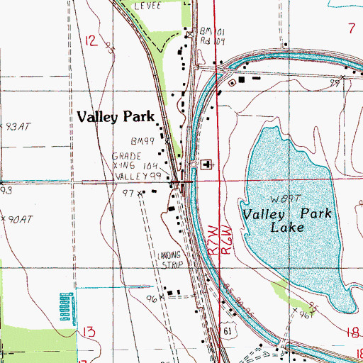 Topographic Map of Valley Park Post Office, MS