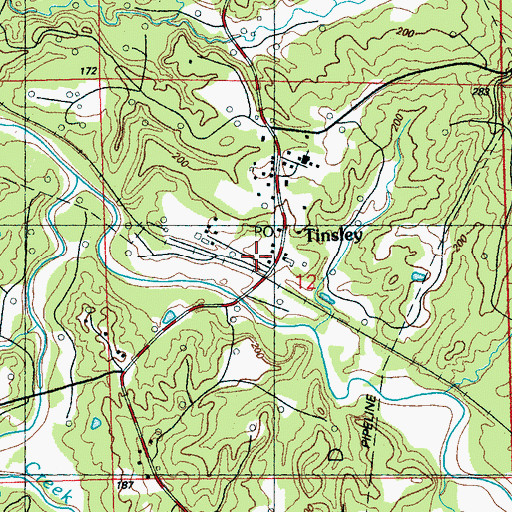 Topographic Map of Tinsley Post Office, MS