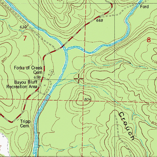 Topographic Map of Crouch Hollow, AR