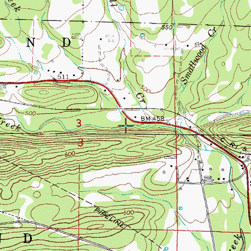 Topographic Map of Crowell Creek, AR