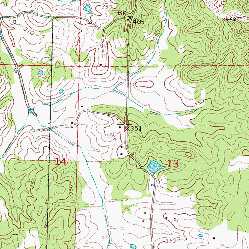 Topographic Map of Weeks Post Office (historical), MS