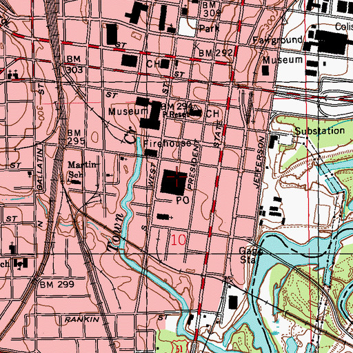 Topographic Map of Jackson Post Office, MS