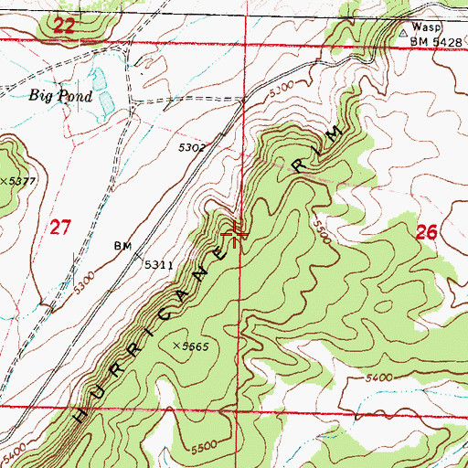 Topographic Map of Little Hurricane Rim, AZ