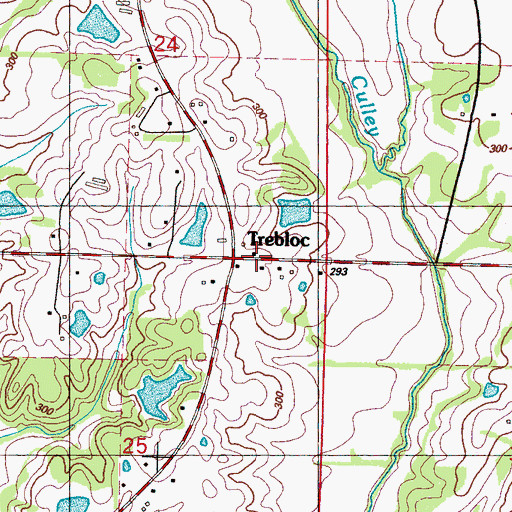 Topographic Map of Trebloc Post Office, MS